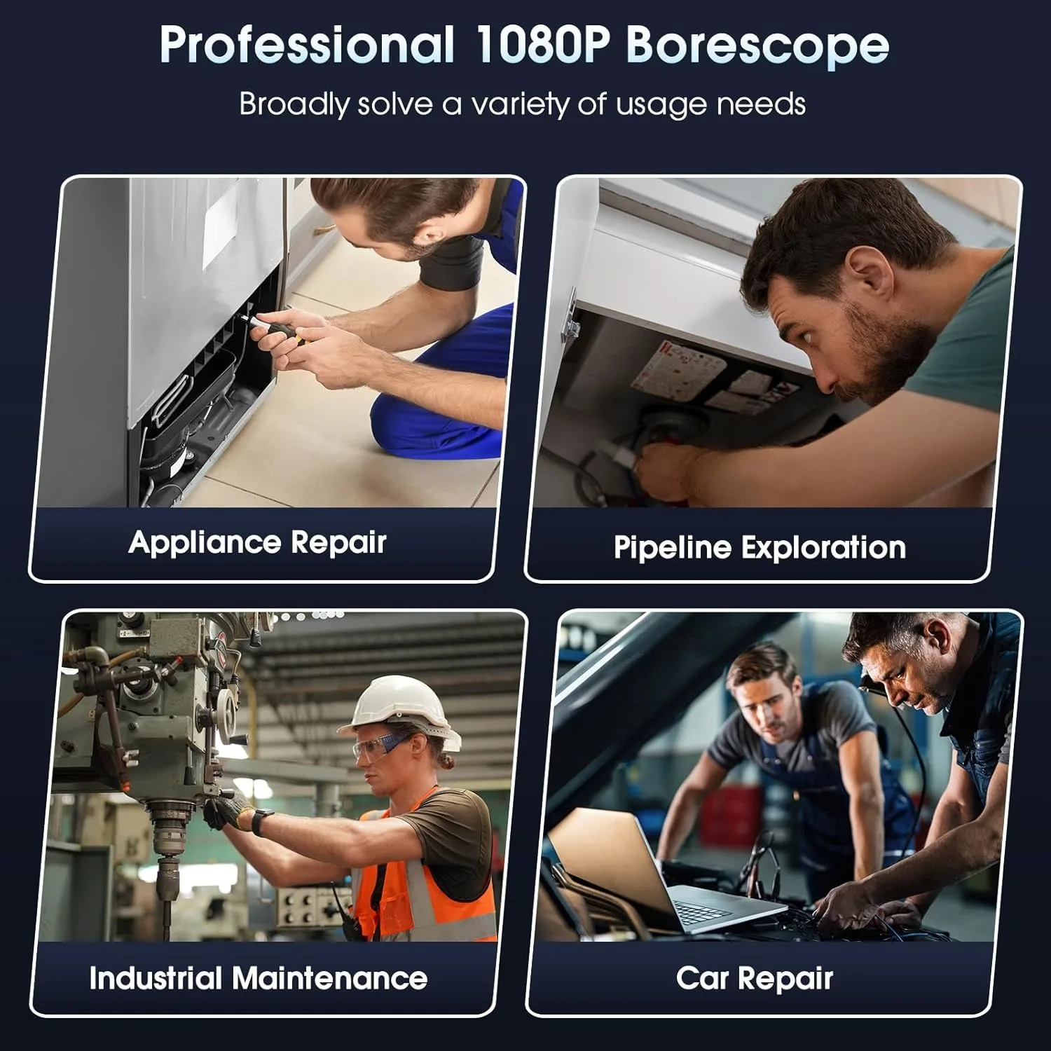 8mm 2MP IP67 Waterproof Endoscope Camera with Adjustable Light, USB Type-C Borescope Compatible for Mobile Phones Tablets