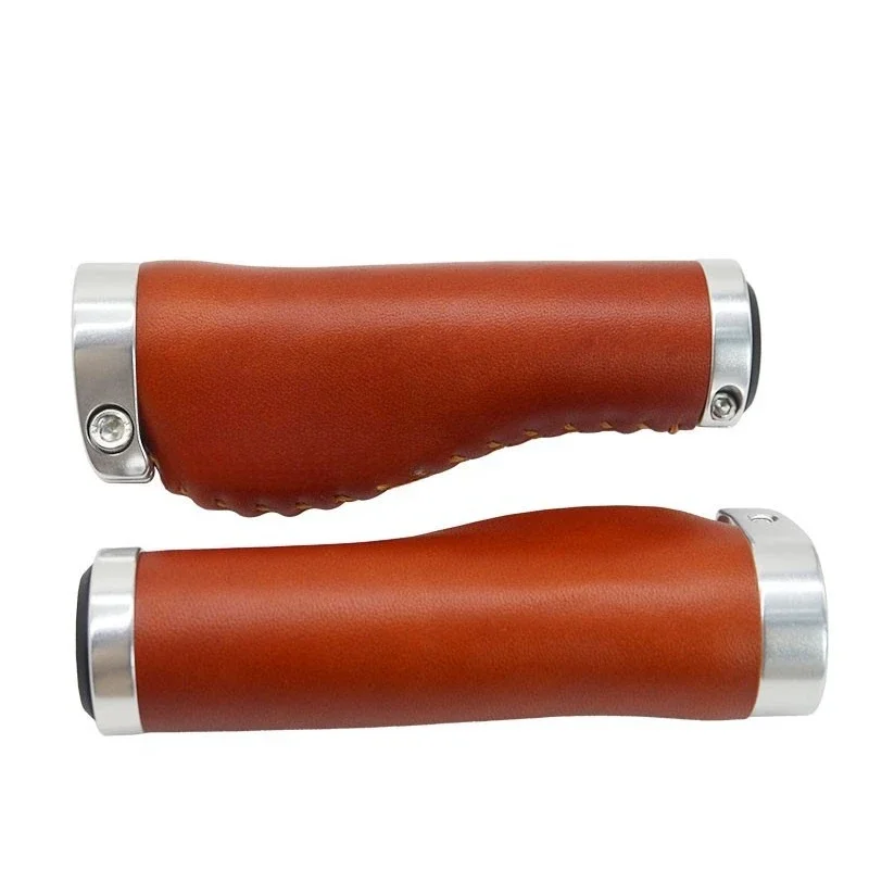 Bicycle retro cowhide grips, city car wagon commuter car meatball, brown grips