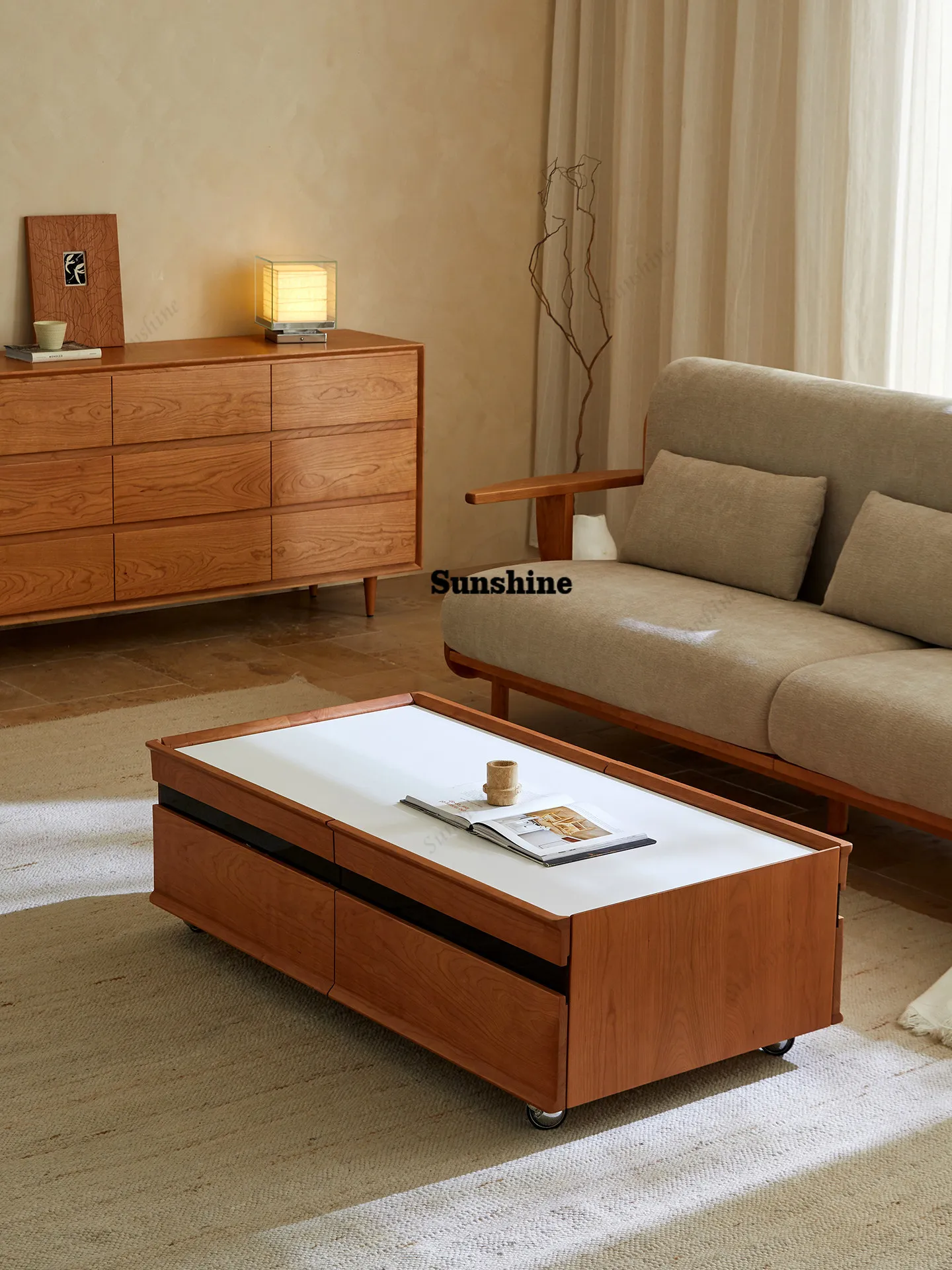 

Nordic rock slab coffee table light luxury living room simple side table coffee table