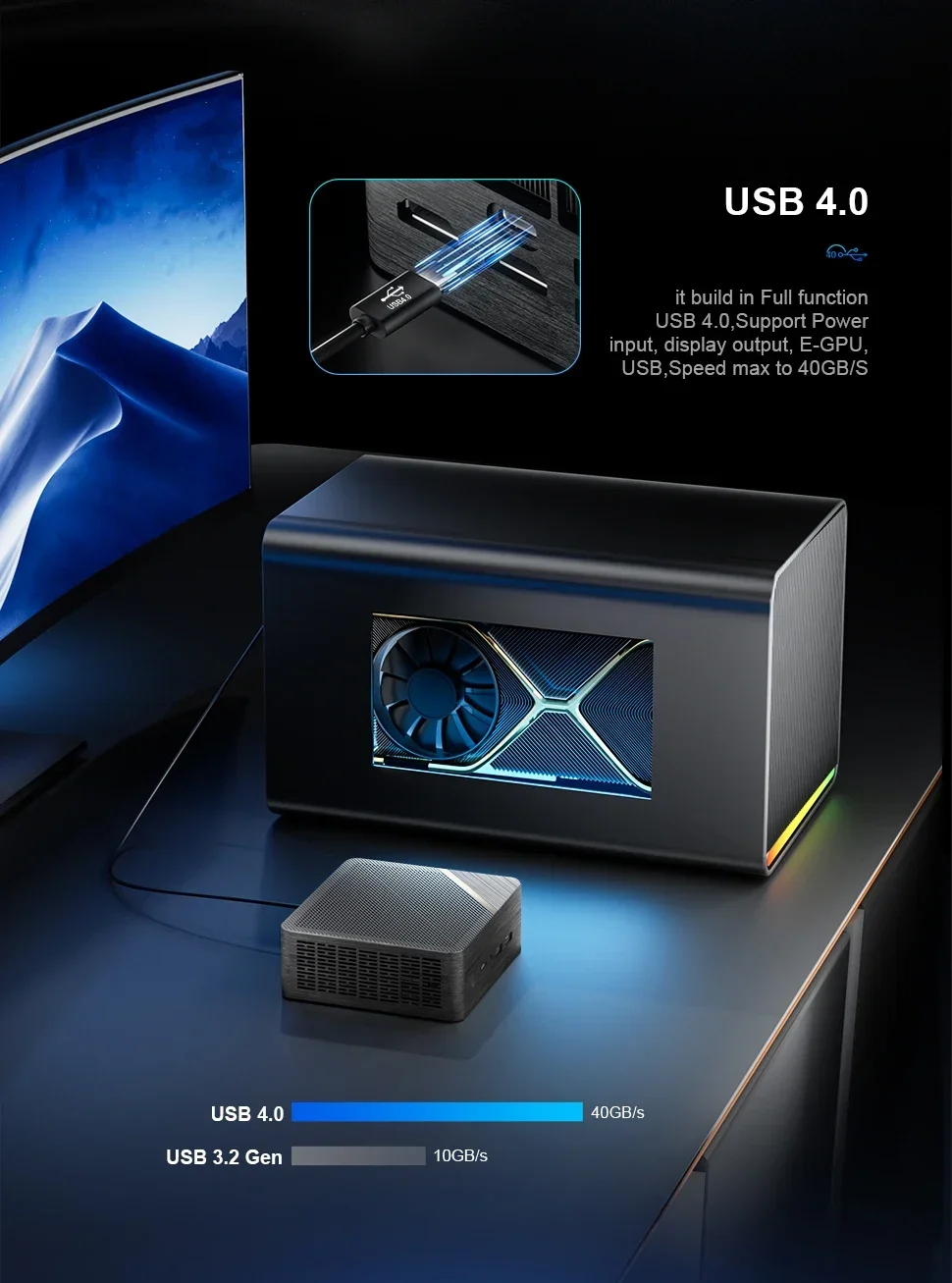 Chatreey AN4 ミニ PC R7 8845HS 780M ゲーミングデスクトップコンピュータ WiFi 6/Bluetooth 5.2/HDMI/USB 4.0