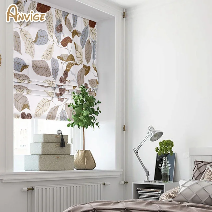 

Anvige Pastoral Leaf Roman Blinds Window Treatment For Living Room Custom Made Roman Shades Free Shipping