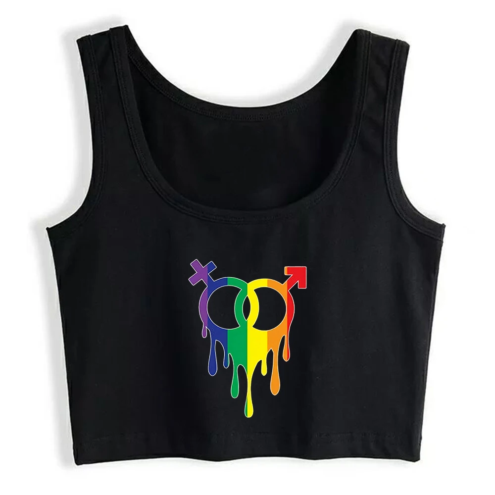 LGBT Gay & Lesbian Trans Bisexual Pride Festival Crop Top Rainbow Flag Awesome Sexuality Celebration Tank Tops