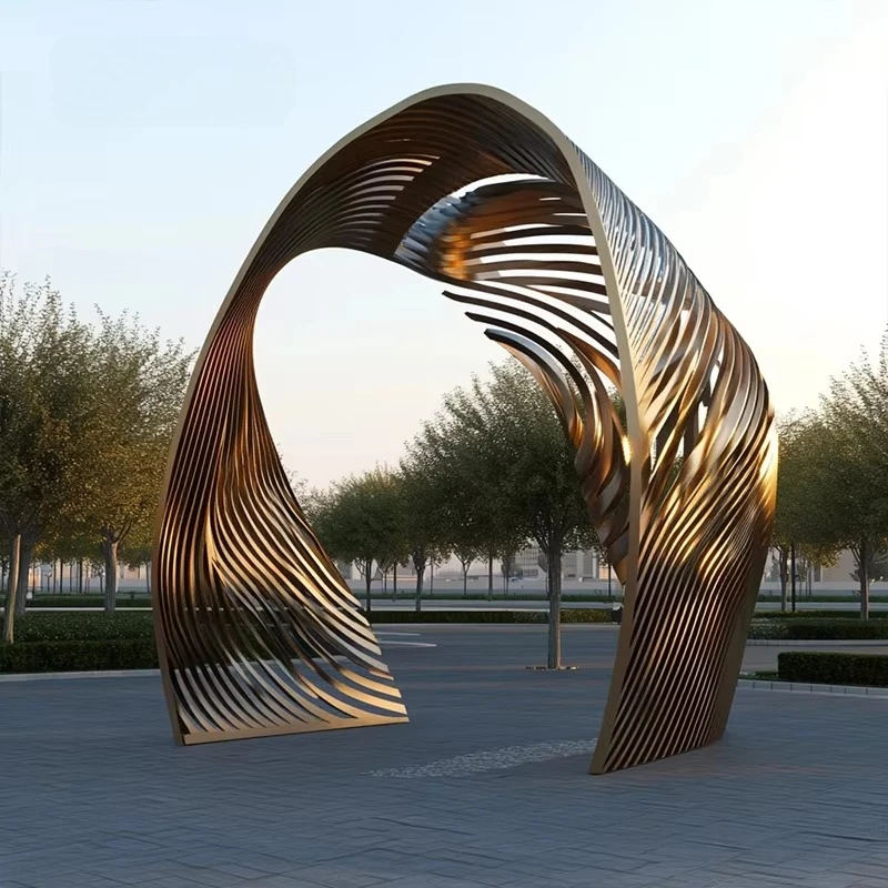 Stainless Steel Garden Sculpture Hotel Lobby Art Statue Water Feature Decoration