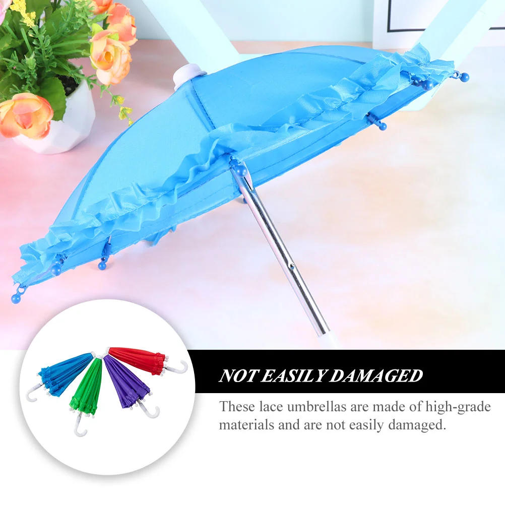 4 Pcs Mini Umbrella for Children Lace Decoration Kids Girl Children's Girls Rainy Day Outfit Toy Tiny Miniature Beach