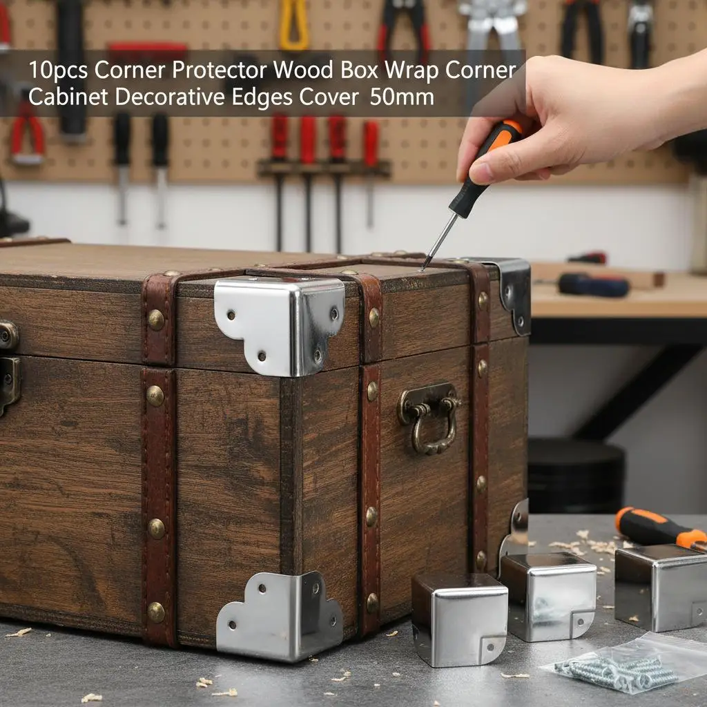 

10Pcs Corner Protector Electric Cabinet Door Position Vintage Alloy Box Guard Wooden Box Wrap Corner Safety Protective Covers