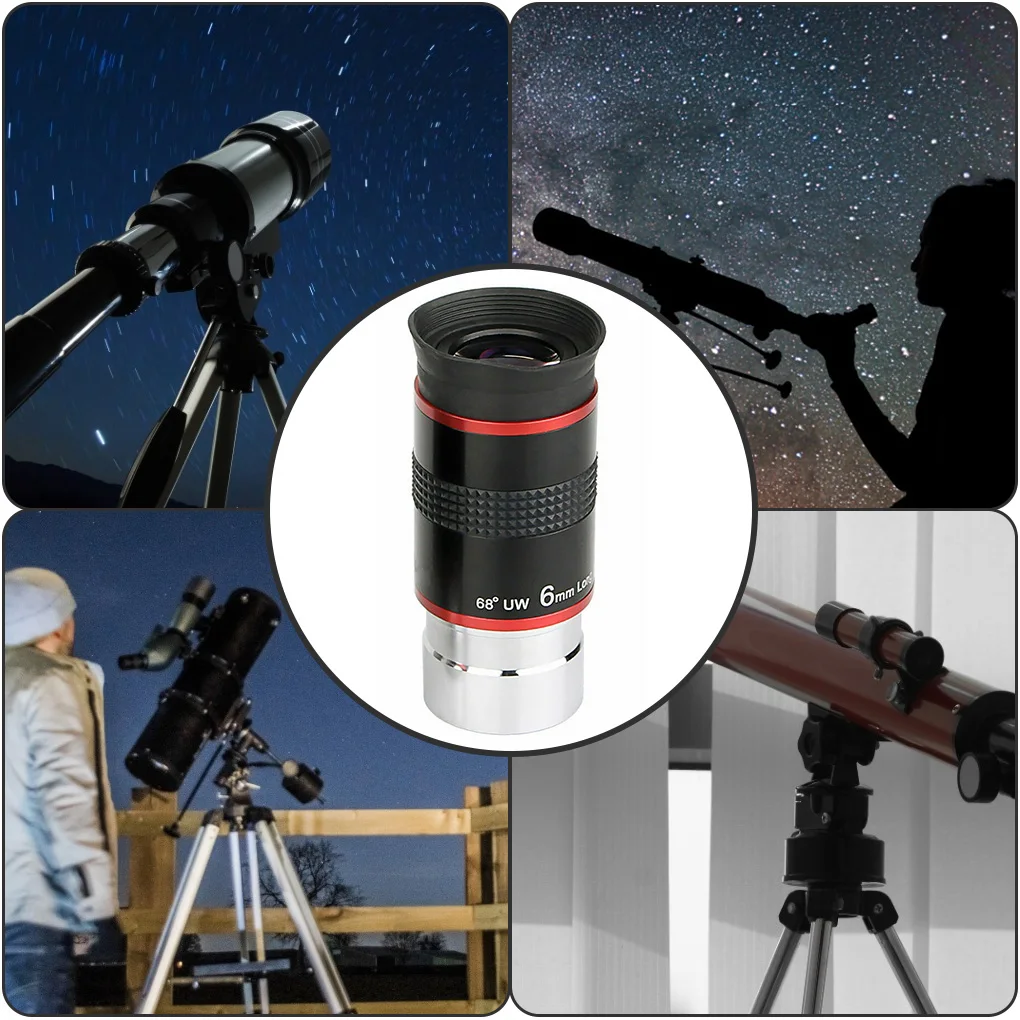 Imagem -03 - Ocular de Telescópio Astronômico com Protetor de Borracha 68 Graus Wide Angle Monocular mm mm 15 mm 20 mm 25 Polegadas