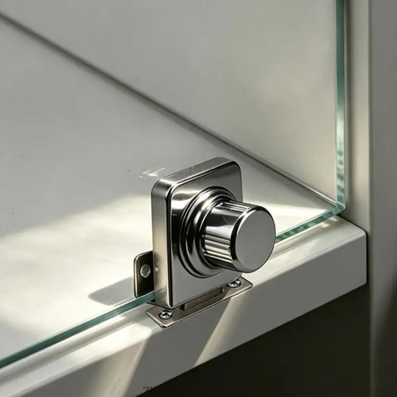 No Drill Glass Cabinet Door Lock Set with Twist Knob, Metal Clamp-Fit Hardware for Display Cabinets and Wine Cabinets 3XUF