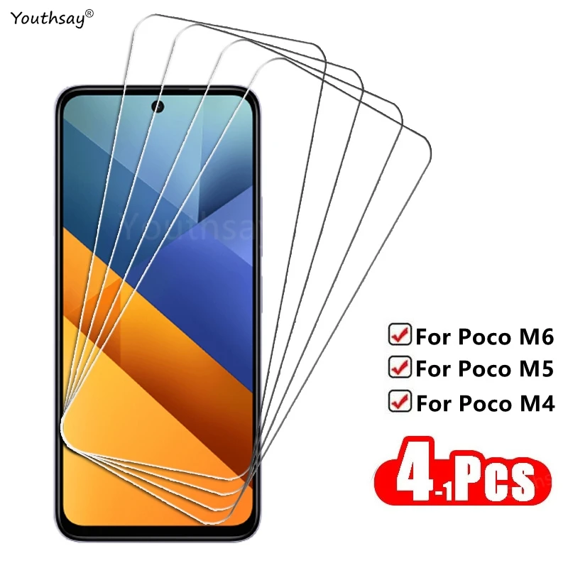 

Full Clear Glass For Poco M6 Tempered Glass For Xiaomi Poco M6 M5 M4 Pro Screen Protector HD Protective Phone Film Poco M6