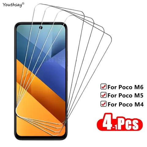 Verre entièrement transparent pour Poco M6 verre trempé pour Xiaomi Poco M6 M5 M4 Pro protecteur d'écran HD Film de protection pour téléphone Poco M6