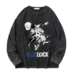 BLUE LOCK Anime Sweatshirts 100% Cotton Men Women Gothic Anime Hoodie Manga Pullover Tshirt Long Sleeve Black Vintage Streetwear