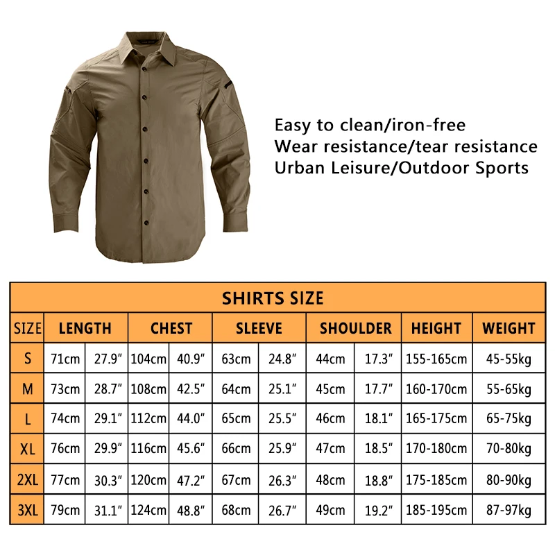 Work Men Shirts Safari Men Military Clothing Tactical Shirts Lightweight Camping Long Shirt Man Hunting Clothes Combat Shirt