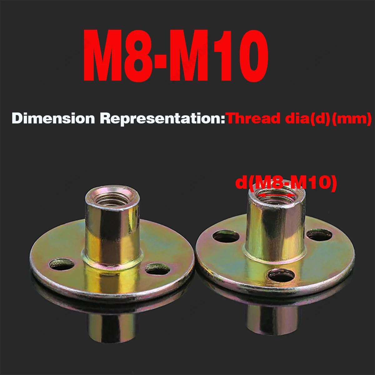 Iron Plate Nut / Furniture Splint Pair Lock Nut / Sofa Foot Lock / Galvanized Three Hole Nut M8M10