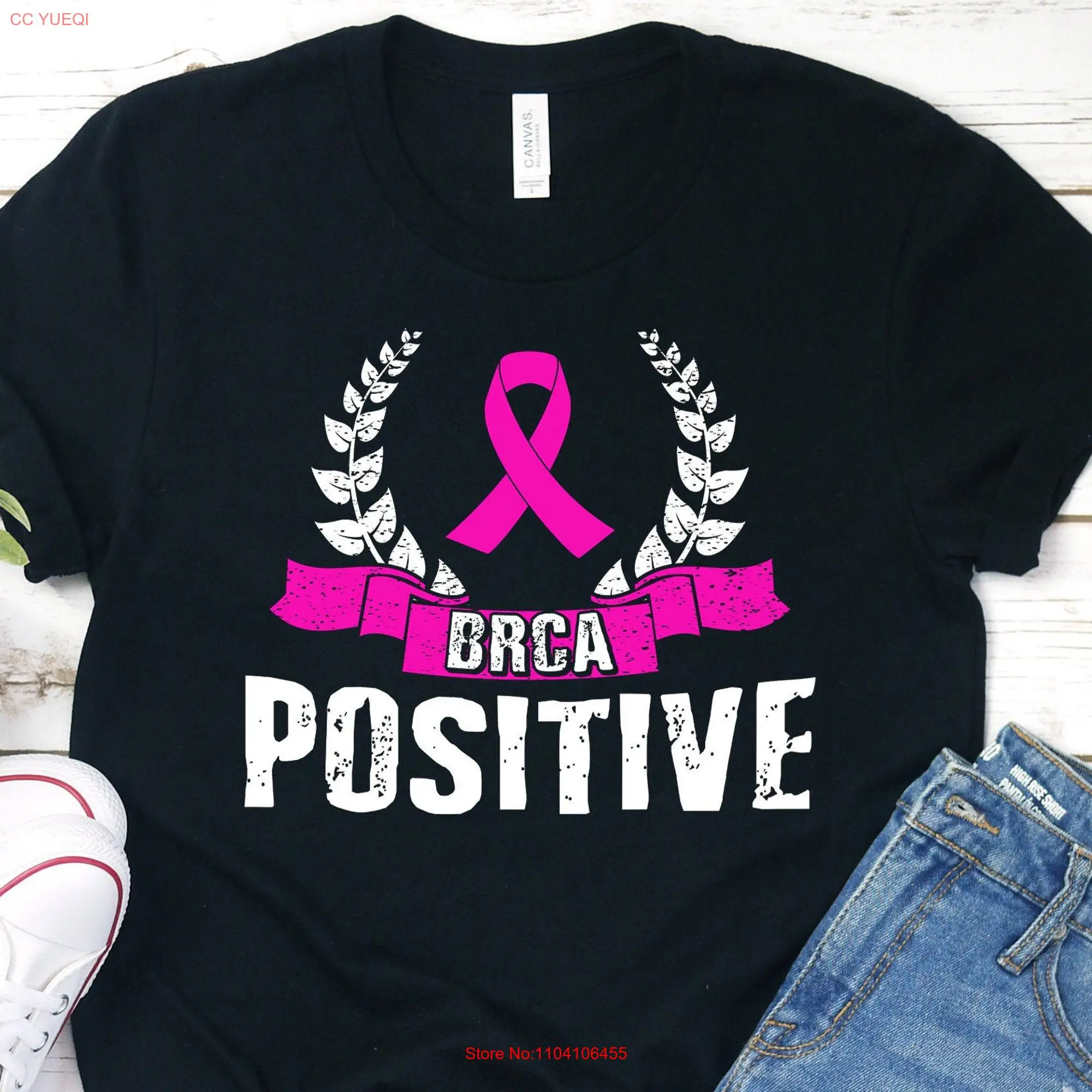 BRCA Positive T Shirt Breast Cancer Awareness Pink Ribbon s Survivor long or short sleeves