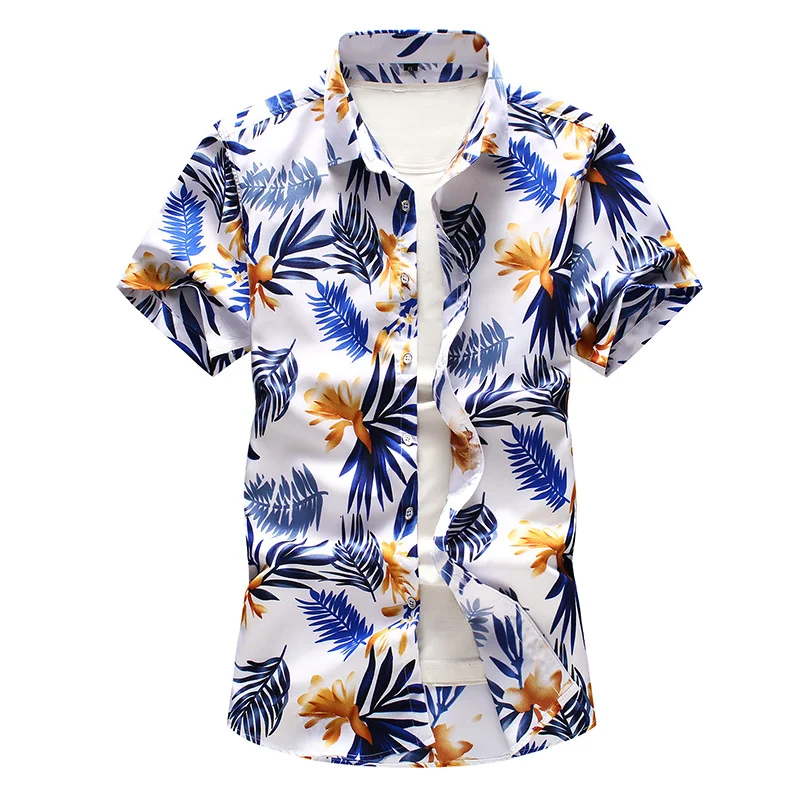 

16 Color Men's Floral Shirt 2023 Summer New Fashion Casual Hawaii Printing Short Sleeve Male Brand Plus Size 5XL 6XL 7XL