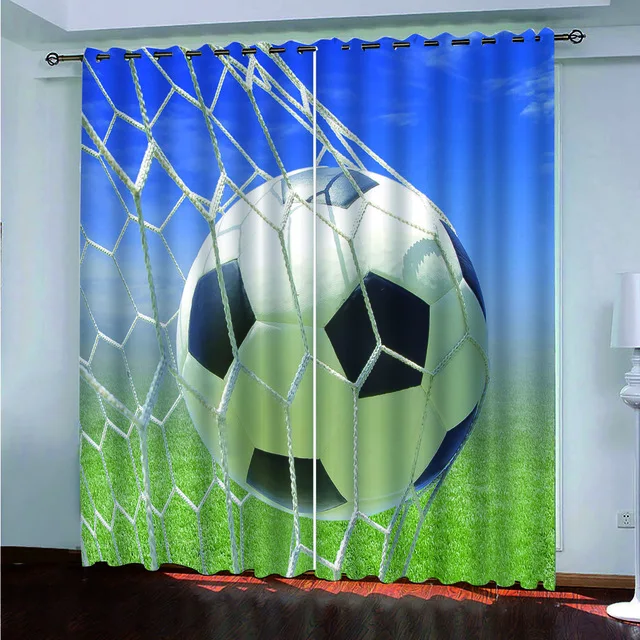 Cartoon Football Printing Curtain Living Room Bedroom Curtain Home Decoration Curtain Boys Girls  Home Necessary Curtain