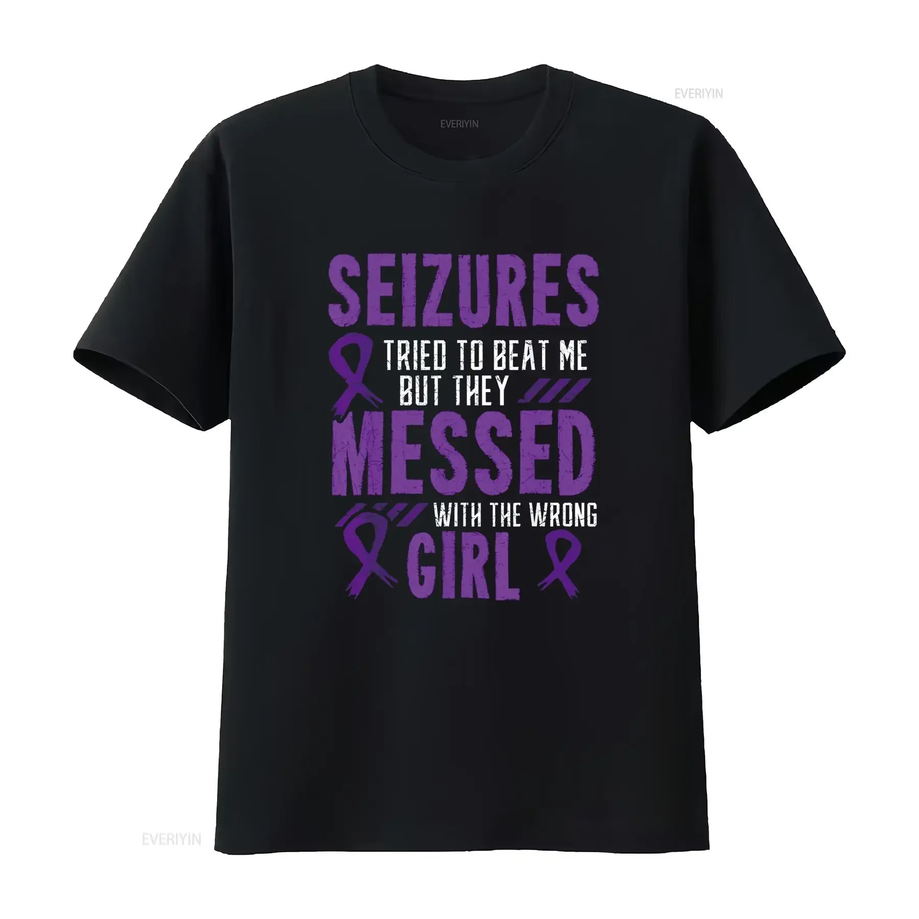 Epilepsy Seizure Neurological Disorder Purple Ribbon Stigma T Shirt vintage Washed graphic Comfortable Unisex fashion