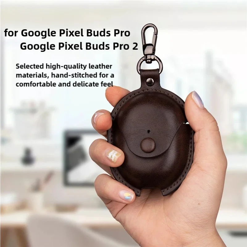 

for Google Pixel Buds Pro 2 Case PU Leather Cover Earbuds Bluetooth Cover Storage Bag Accessories Box Protective Skin with Hoo