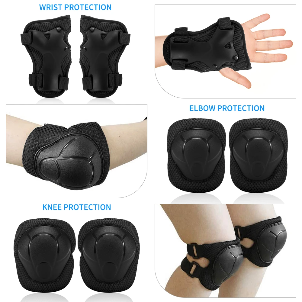 Kids 7 in 1 Helmet and Pads Set Adjustable Kids Knee Pads Elbow Pads Wrist Guards for Scooter Skateboard Roller Skating Cycling