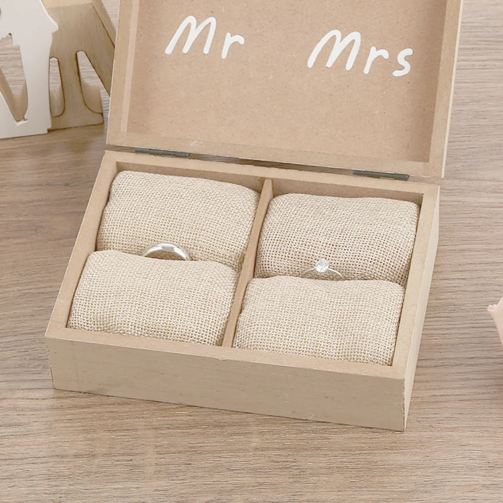 1 قطعة علبة خاتم خشبي حفل زفاف خاتم مادة الخشب الطبيعي خدش حماية مجوهرات المنظم الخشب مجوهرات المنظم #3