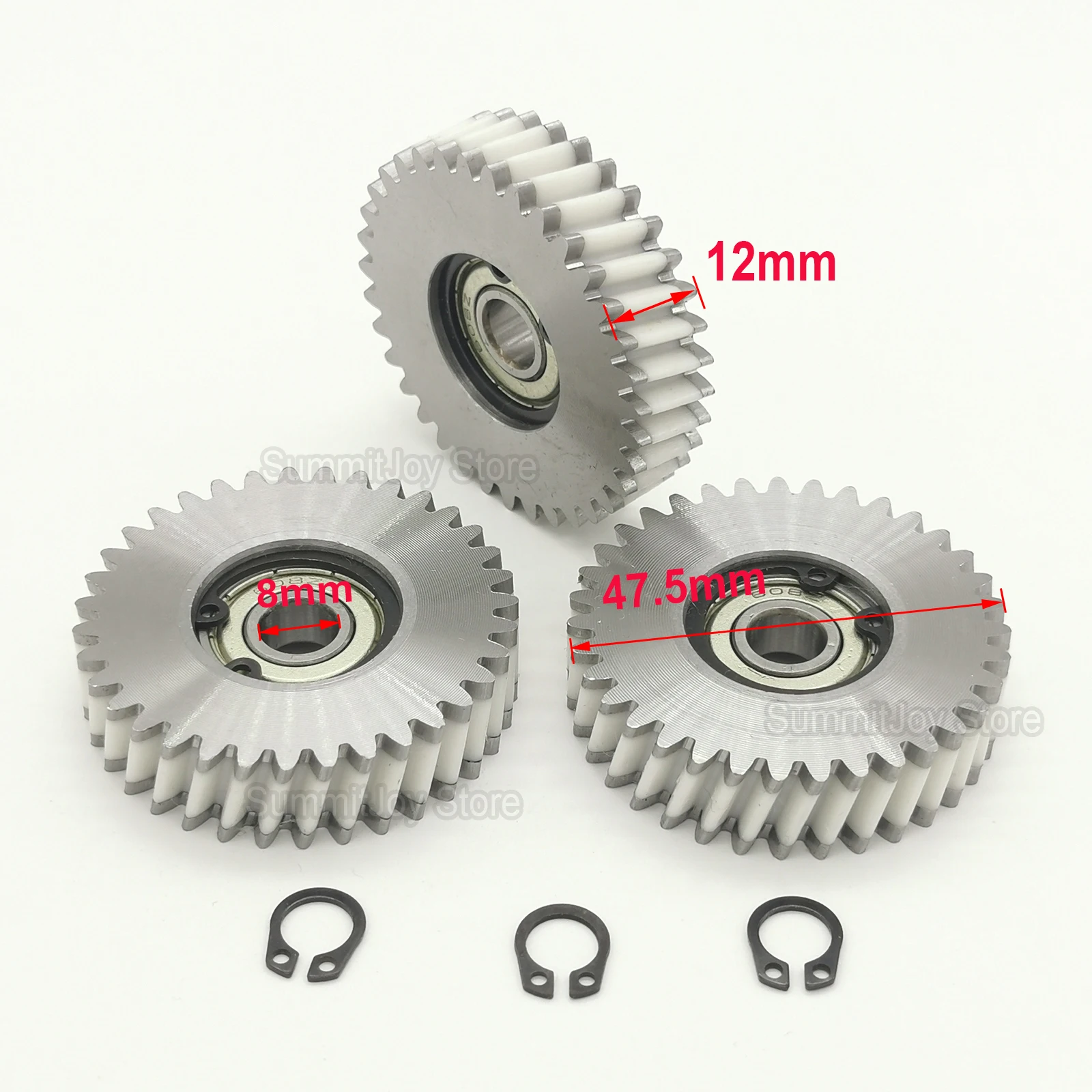 3pcs E-bike 35T 47.5x12mm Oblique Planetary Gear With 8mm Bearings 35Teeth Nylon and Steel Gears For Electric Bike Hub Motor