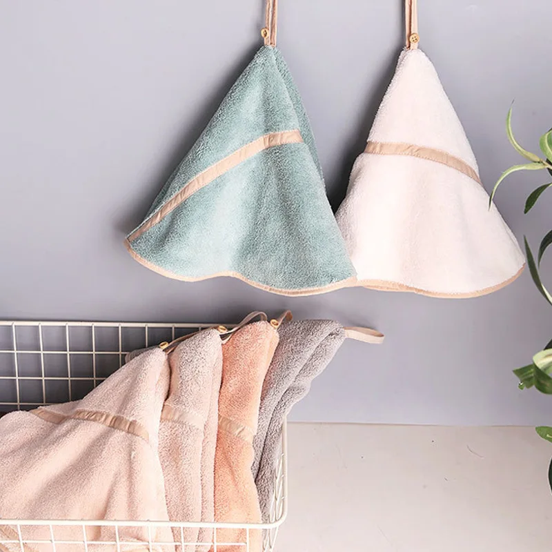 

Pendable Coral Velvet Hand Towel Absorbent Dish Towel Kitchen Towel Thickened Quick Dry Cleaning Bowl Cloth Round Hand Towel