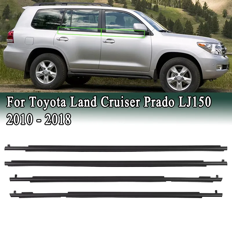 For Toyota Land Cruiser Prado LJ150 2010-2020 Window Weatherstrips Side Doors Black Moulding Trim Outer Glass Sealing Belts