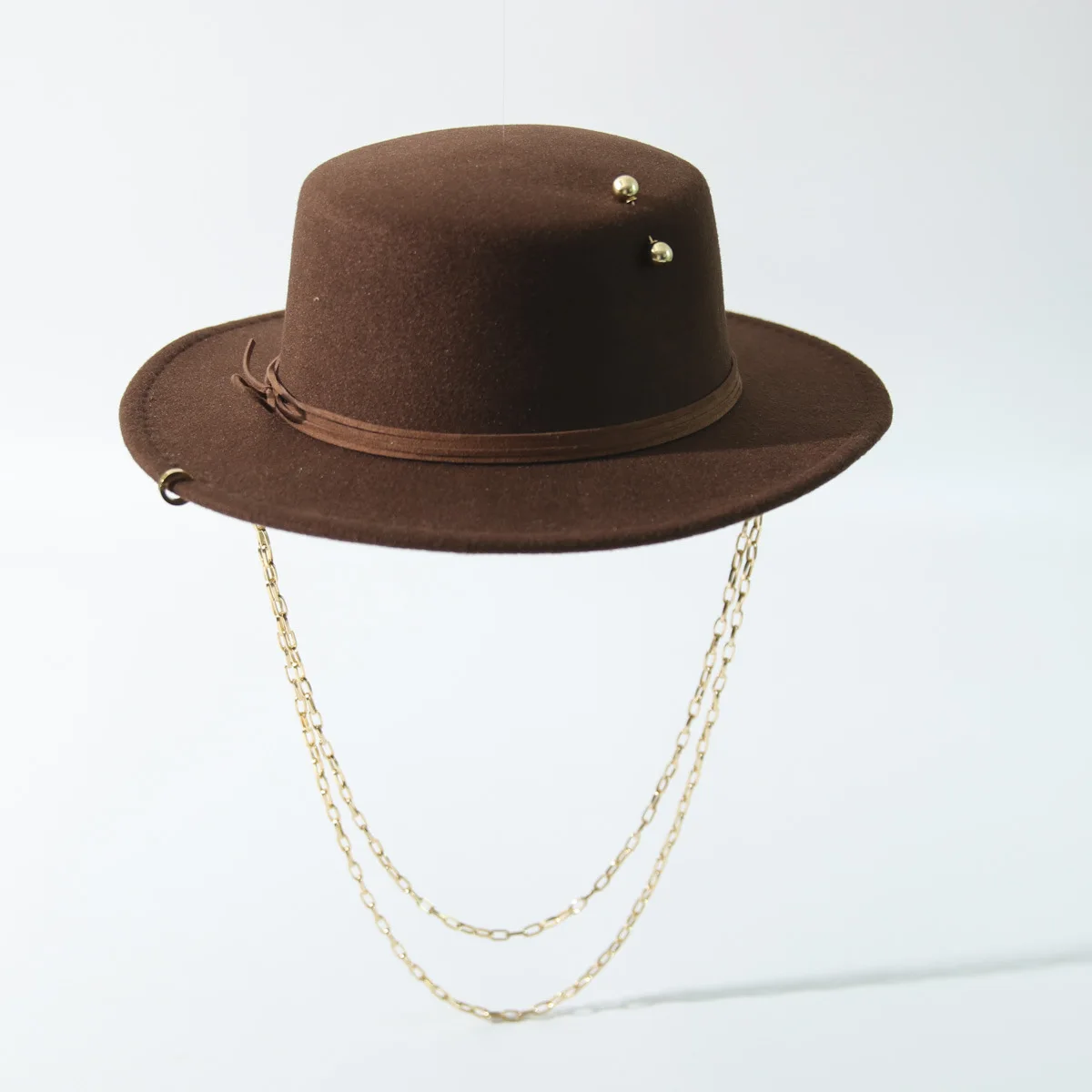 Punk Style Pearl Pin High End Wool Felt Hat, Russian Ins Formal Hat Cross Border