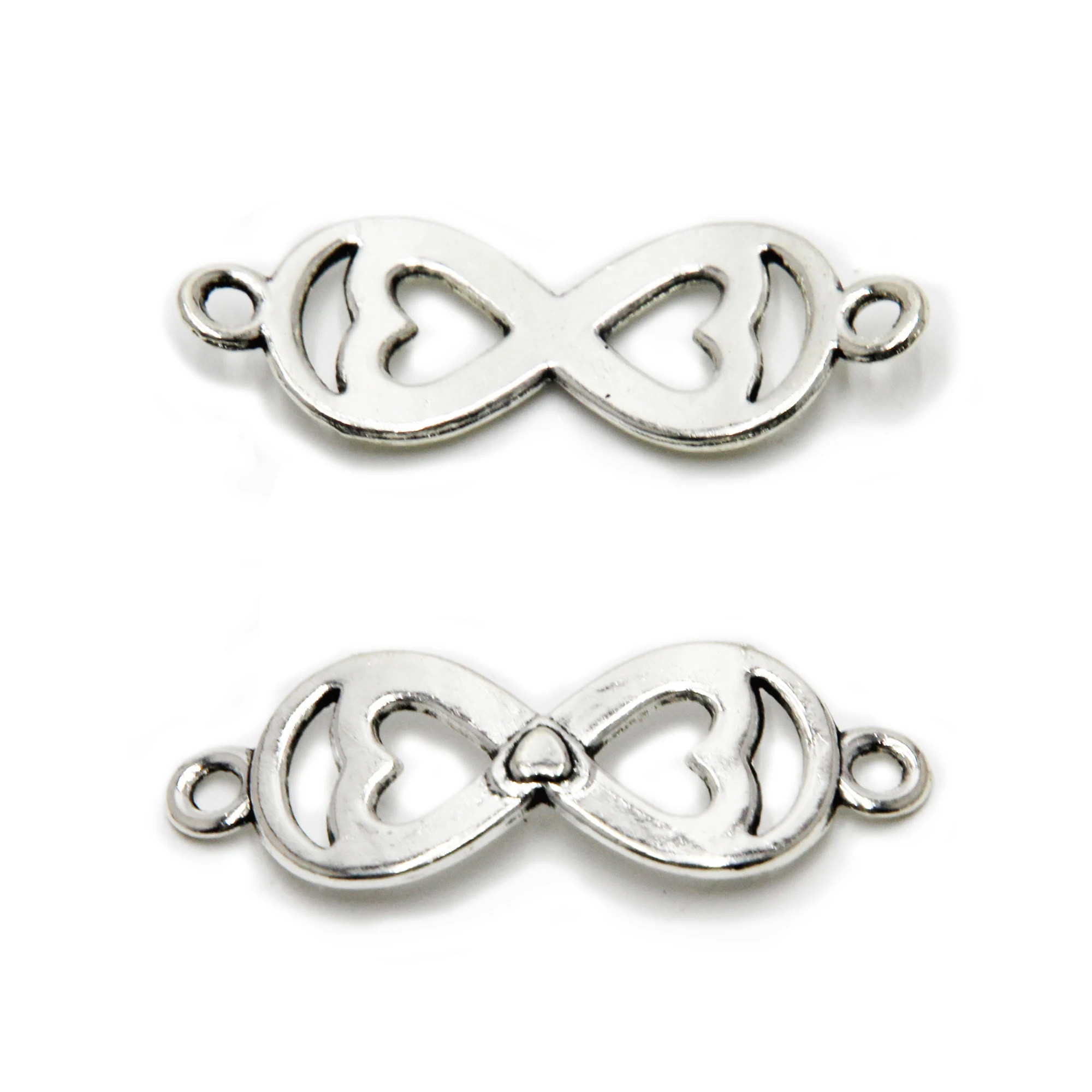 15pcs Lovely Infinity symbol Infinity Heart Pendant  Antique Tibetan Silver Tone Zinc Alloy 37*13mm