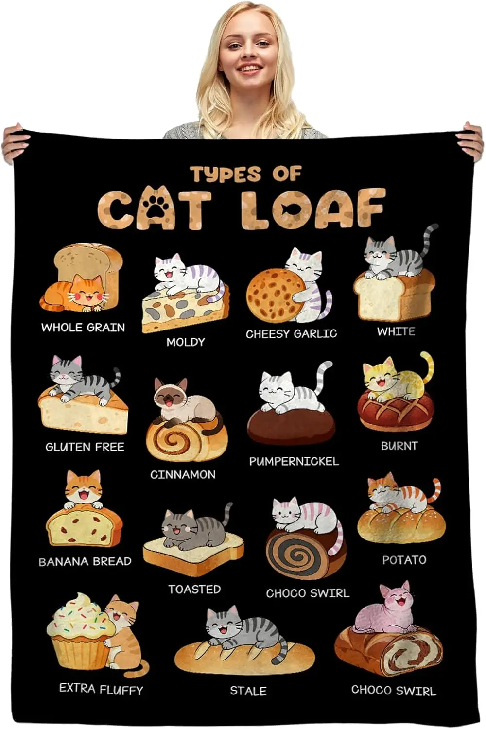 

Cat Loaf Blanket Soft Flannel Throw 50x60 for Women Cat Lovers Gift