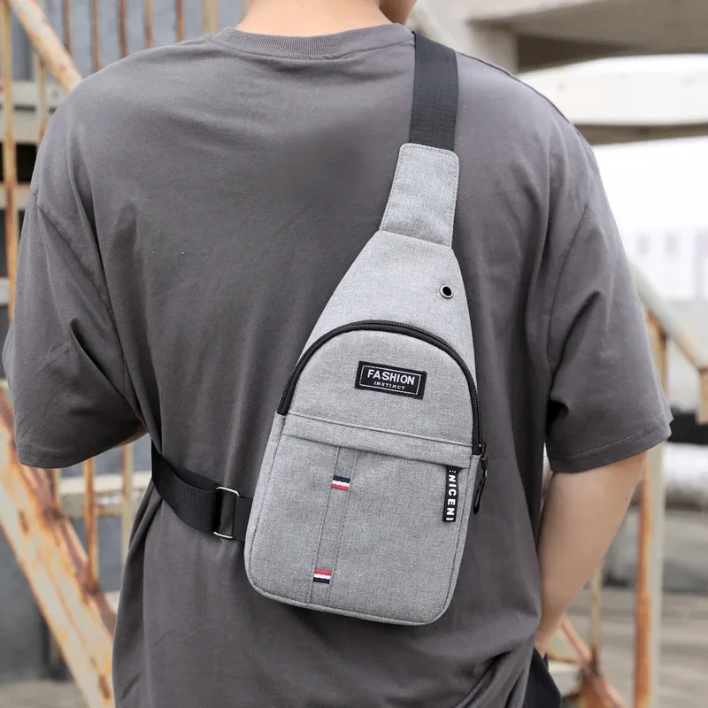 Sling Bag Chest Bag Men New Casual Korean Version Oxford Cloth Fashion Sports Bag Single Shoulder Messenger Bag Canvas Backpack