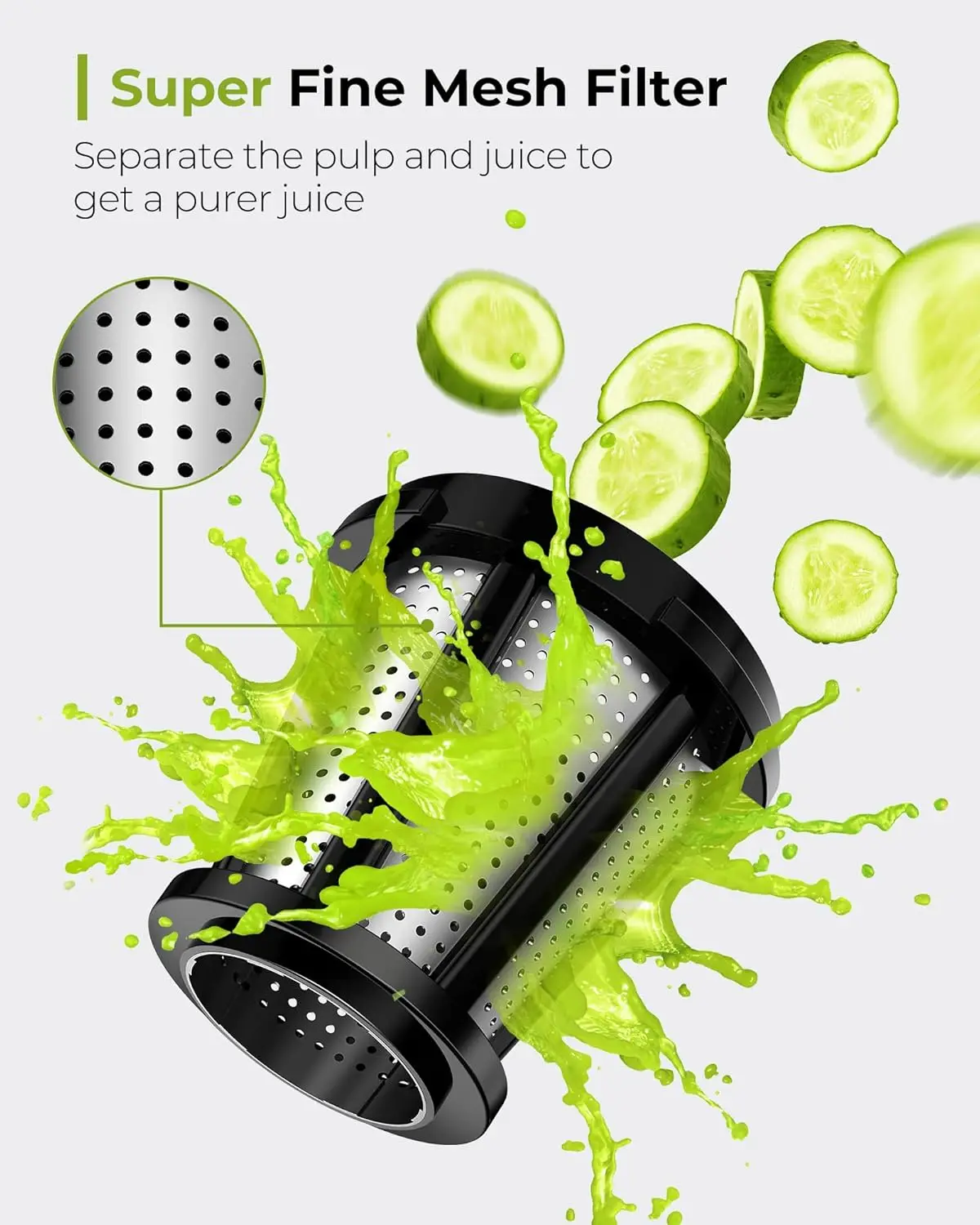 Jocuu Slow Masticating Juicer with 2-Speed Modes - Cold Press Juicer Machine - Quiet Motor & Reverse Function - Easy to Clean