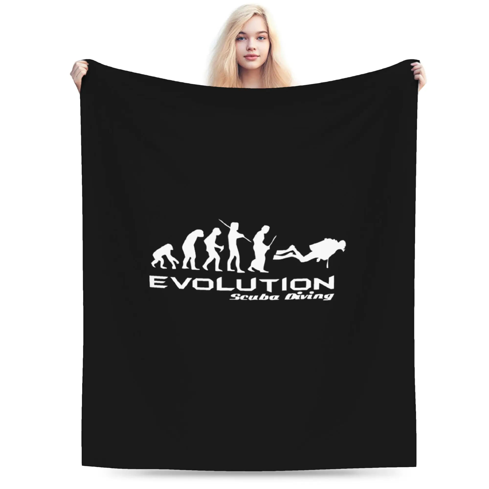 Custom Ultra-Soft Fleece Evolution Of Scuba Diving Throw Blanket Underwater Dive Diver Gifts for Bedroom Office Couch Quilt