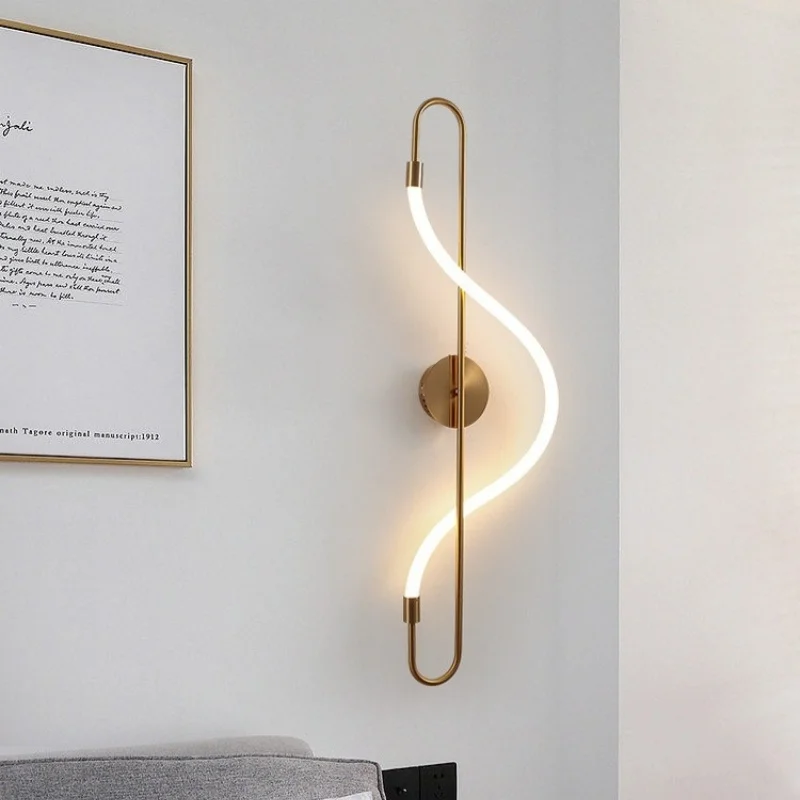 Nordic minimalist note line wall lamp modern bedroom bedside living room dining room hotel indoor decoration lighting fixtures