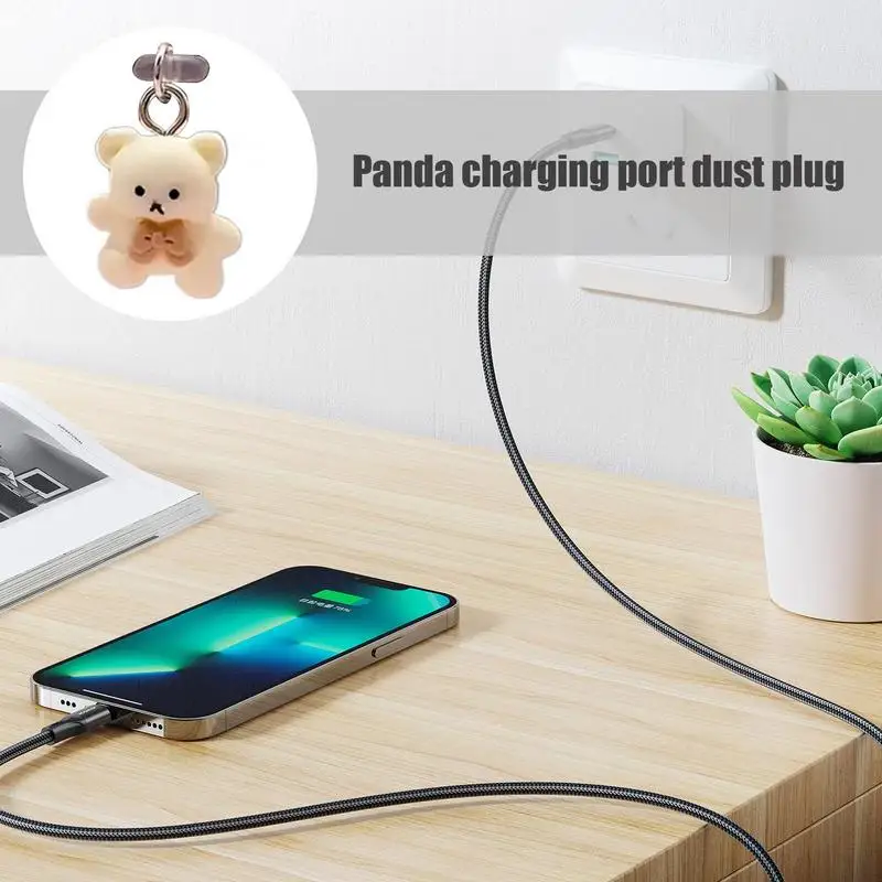 

Cute Bear Dust Plug Type C Interface Phone Charging Port Protective Dust Proof Cover For IPhone Accessories Small Pendant