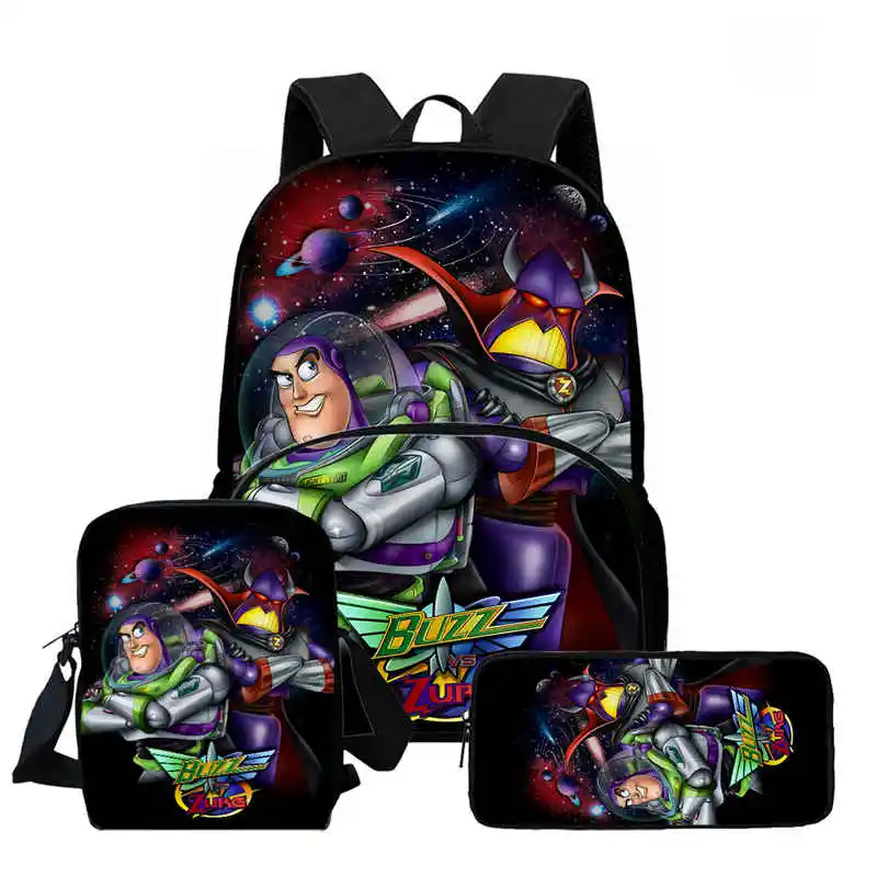 

3Pcs Set Disney School Backpack with Front Pouch,Shoulder Bag ,Pencil Bag ,Cartoon Light Year School Bags for Boys Girls