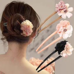 Vintage Hair Sticks U-shaped Hairpins Chinese Hanfu Wedding Hair Accessories Flower Hair Forks Girls Party Headpiece Jewelry