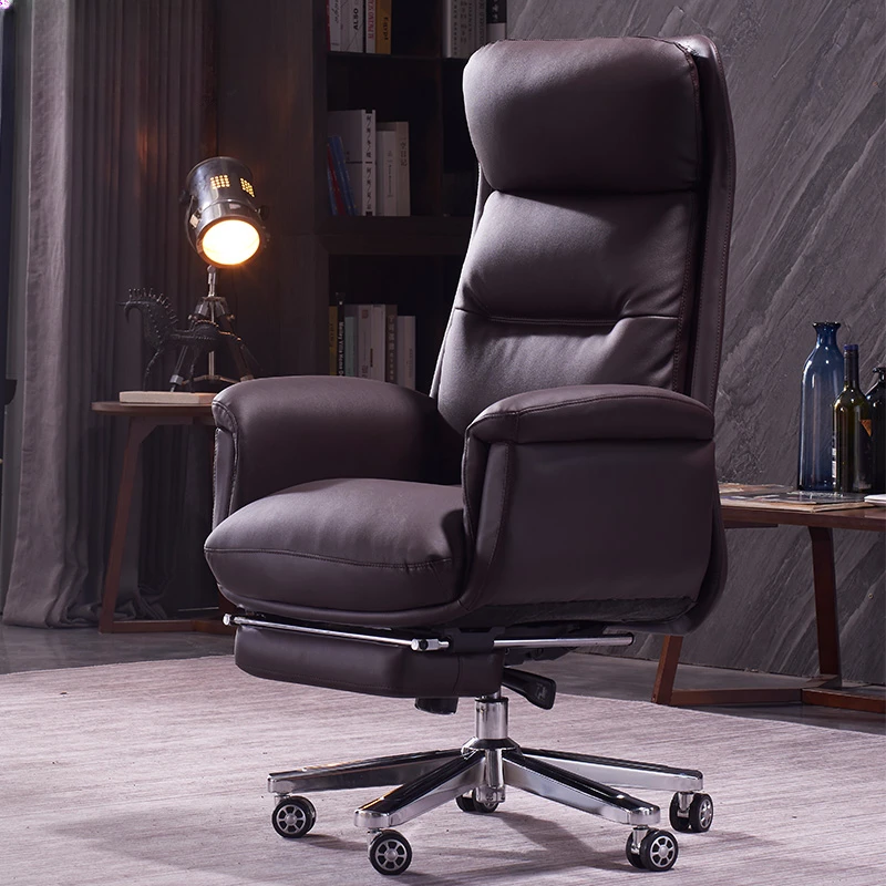 NEW 2Wooden boss chair, genuine leather for business and simple household use, can be used for sleeping, computer chair