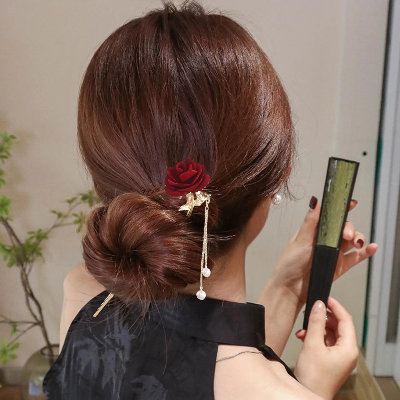 

Super Fairy Rose Flower Hair Sticks Long Tassel Hairpin Chinese Retro Trendy Hair Chopsticks Hair Accessories for Women Jewelry