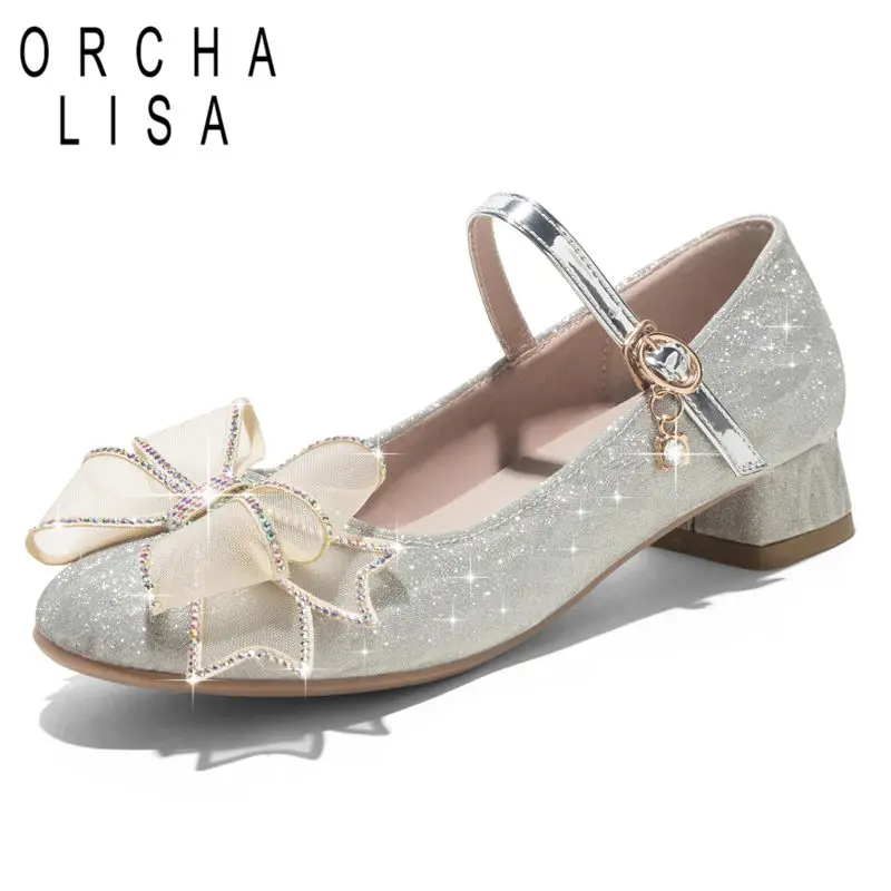 

ORCHA LISA Новый дизайн 2025 Sweet Girls Flats с бантом и пряжкой на ремешке Маленький размер 31 32 Модные женские туфли Мэри Джейн для свиданий 42 43