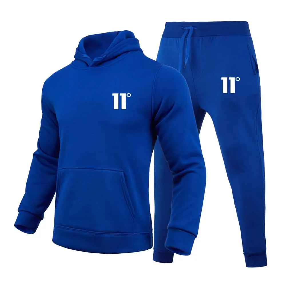 Fashion 11 Print Tracksuit for Men Hooded Sweatshirt and Sweatpants Two Pieces Suits Male Casual Fitness Jogging Sports Sets