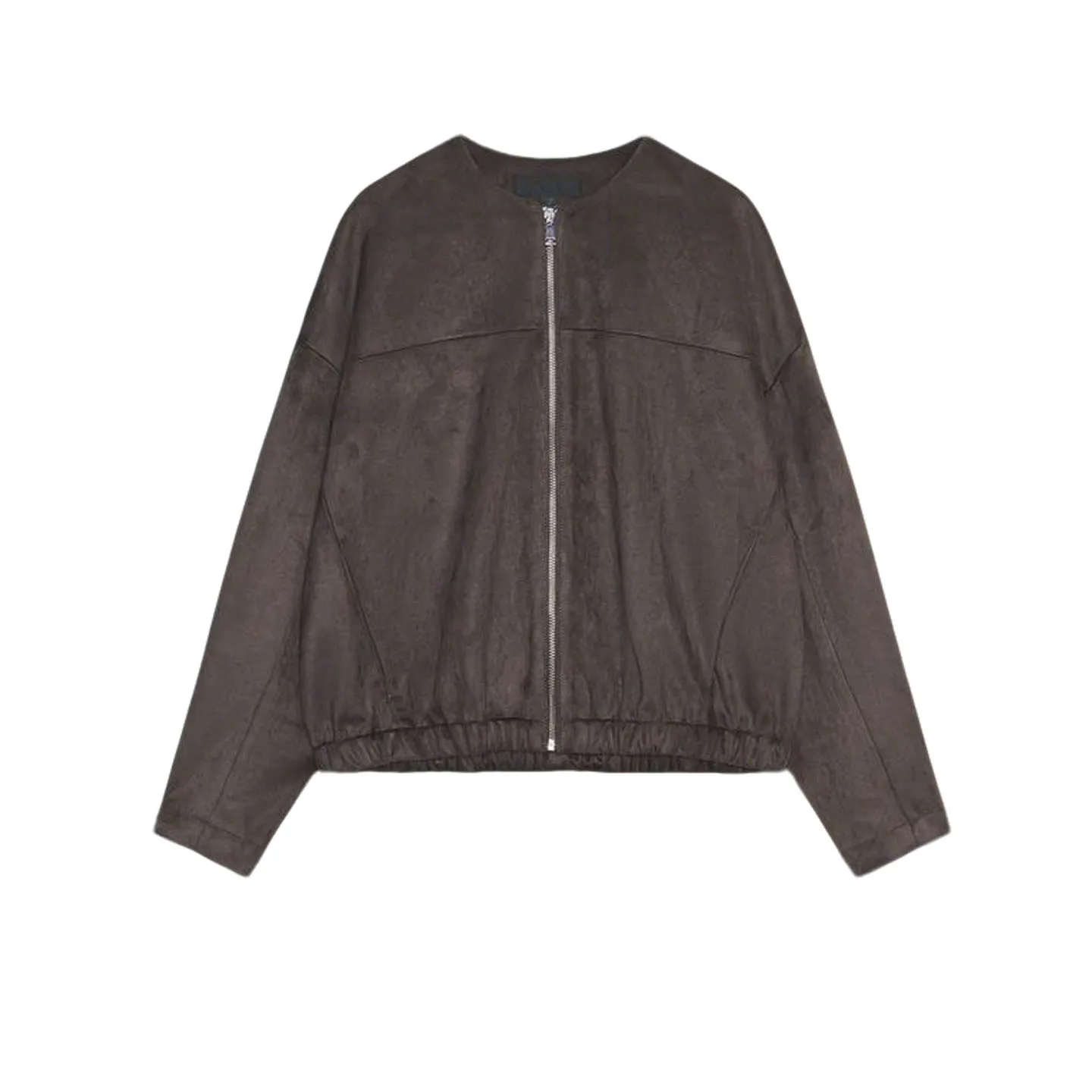 가을 신상 여성용 롱 슬리브 라운드 넥 지퍼 인조 스웨이드 효과 자켓 아우터웨어 통기성 루즈핏