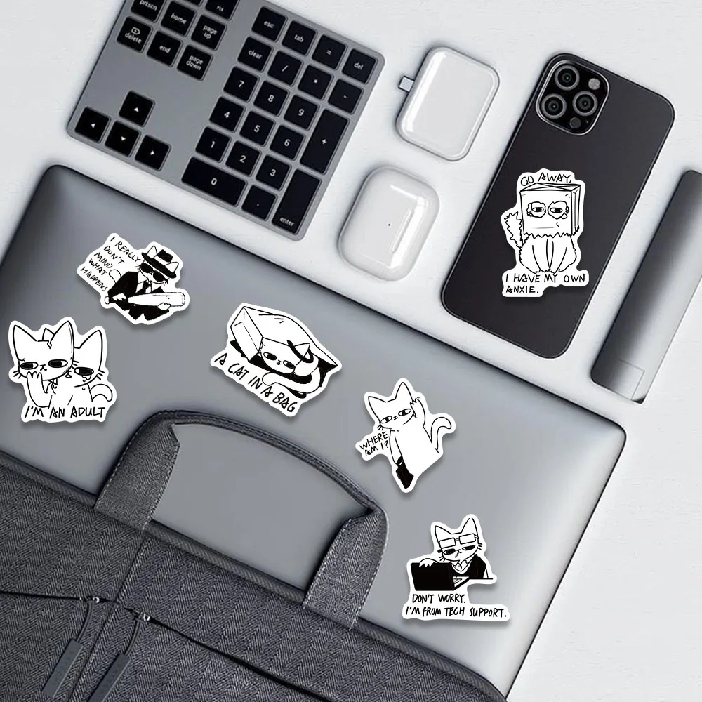 50PCS Cartoon Cat MEME Stickers INS Style Cute Graffiti Decals For Laptop Skateboard Cup Suitcase Guitar Waterproof Stickers