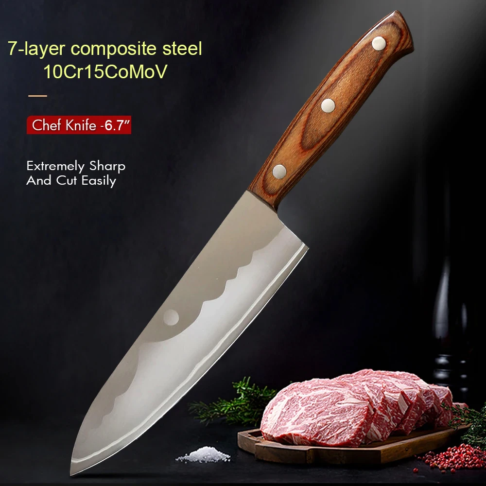 

Professional kitchen knife, high-hardness three-alloy steel 10Cr15CoMoV Japanese 6.5-inch multi-purpose knife, sharp fruit knife
