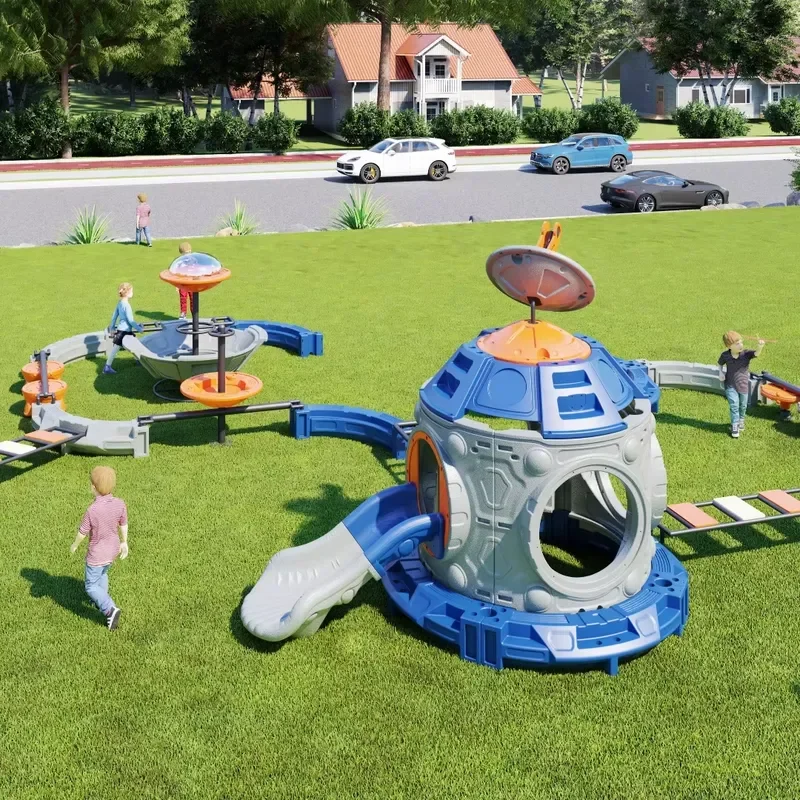 for Outdoor Playground Garden Fitness Sensory Equipment Plastic Metal Children Combination Slide Kit High Capacity Over 500kg