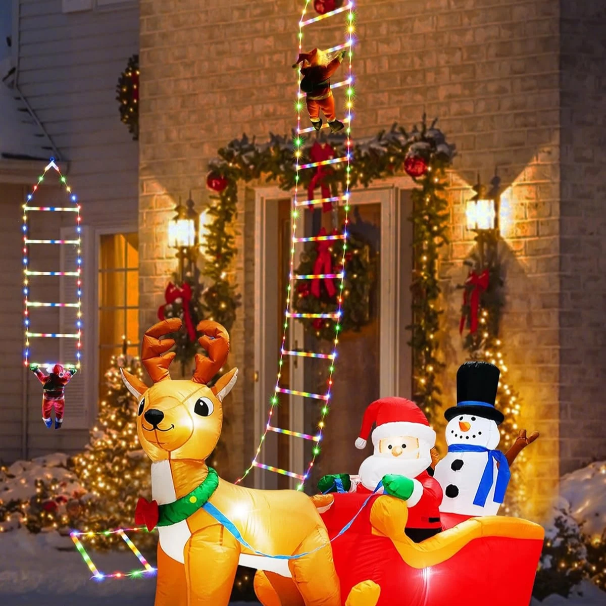 3M Santa Claus Climbing Ladder Outdoor Christmas Decoration Home Garden Cristmas Tree Ornement New Year Gift Xmas Tree Decor