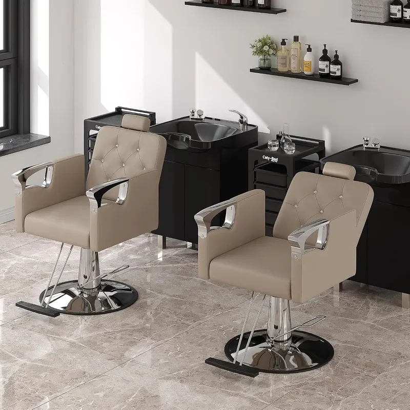 Salon Chair for Hair Stylist Reclining Salon Chair Professional Styling Salon Chairs with Heavy Duty Hydraulic Pump 440LBS