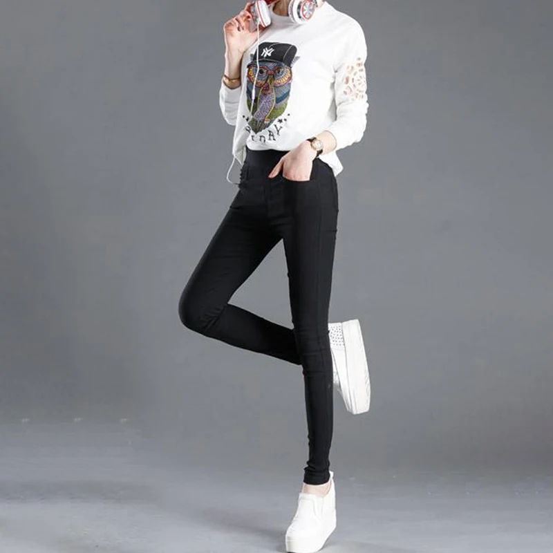 Fashion Casual Elastic High Waist Slim Pencil Pants For Women