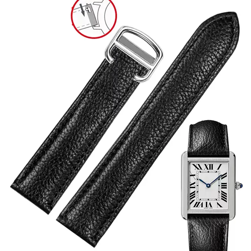 

Litchi Leather Strap for Cartier TANK SOLO RONDE DE Lychee Grain Strap Leather 20 23 25mm Watch Accessories