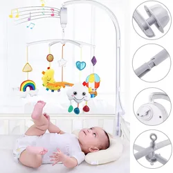 Soporte móvil para cuna de bebé, campana para cama, sonajero, carrusel giratorio de 360 ° + caja de música, juguetes colgantes para niños y niñas recién nacidos de 0 a 12 meses