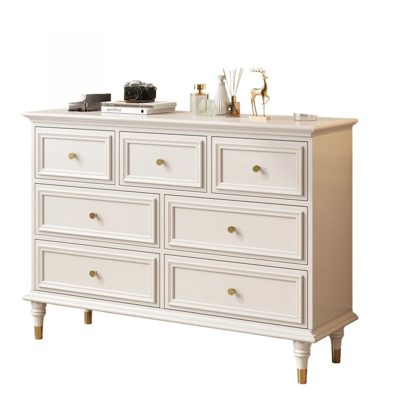 LMM American retro solid wood multilayer board bedroom bedside cabinet drawer storage cabinet